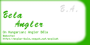 bela angler business card