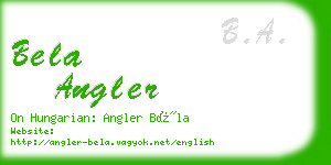 bela angler business card